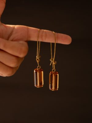 Citrine Brass Drop Earrings