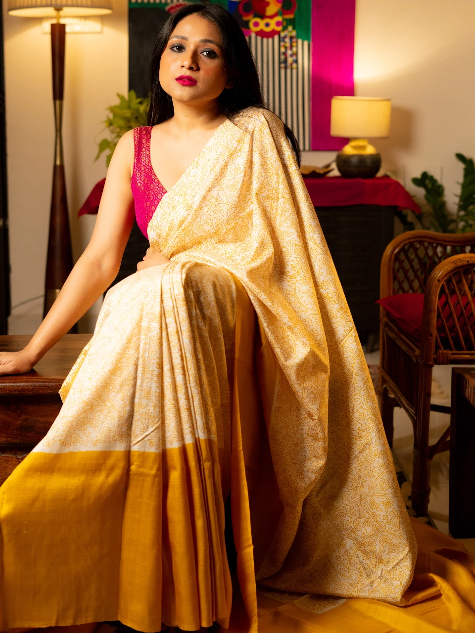Golden jhal Pure silk saree