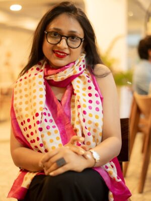 Pink & Golden Polka Stole