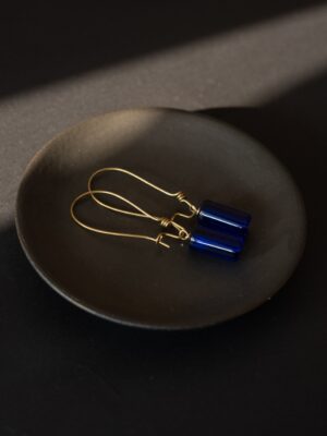 Sapphire Brass Drop Earring