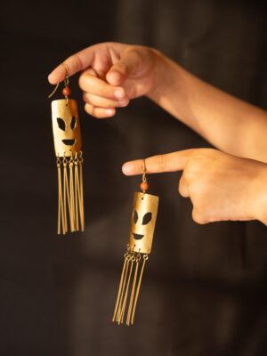 Tribal Face Brass Earring
