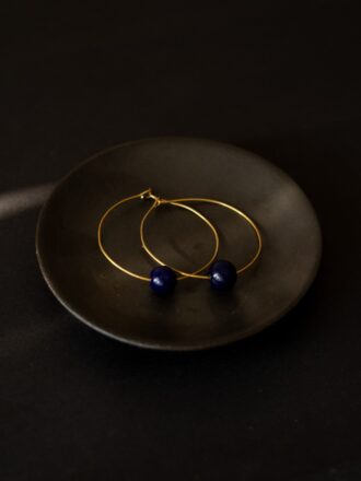 Sapphire Brass Metal Loop Earrings