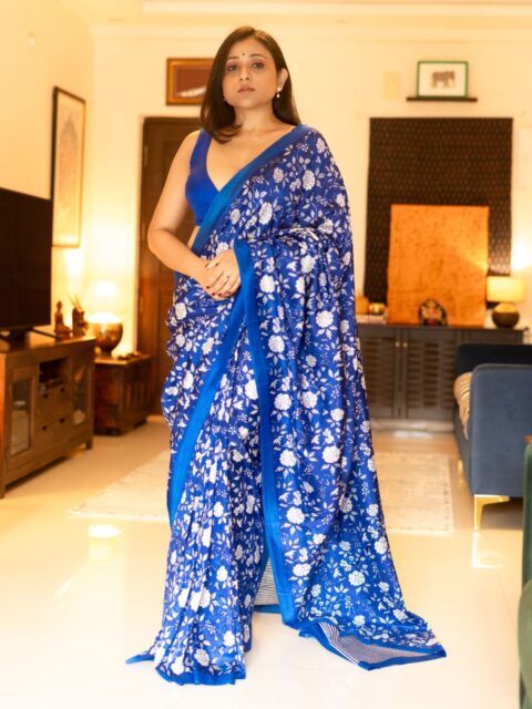 eho-earth-whispers-of-artistry-royal-blue-floral-mulberry-silk-saree