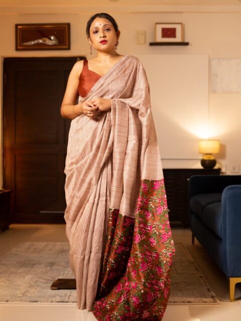 eho_earth_Whispers_of_artistry_brown_rani_pink_mulberry_silk_saree