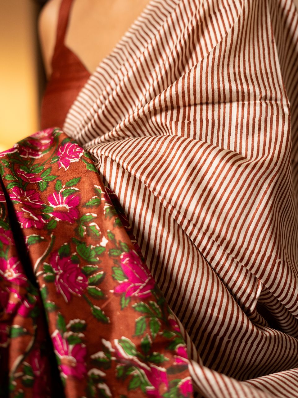 Brown and Rani Pink Silk Saree Online Handcrafted Luxury Store I