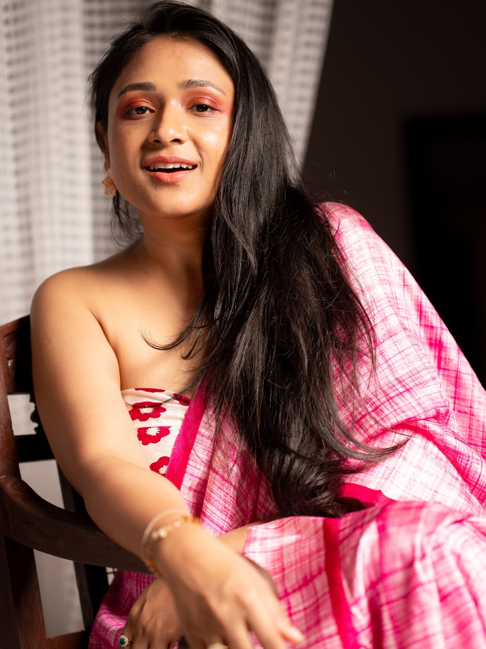 Lehravi rani pink silk saree