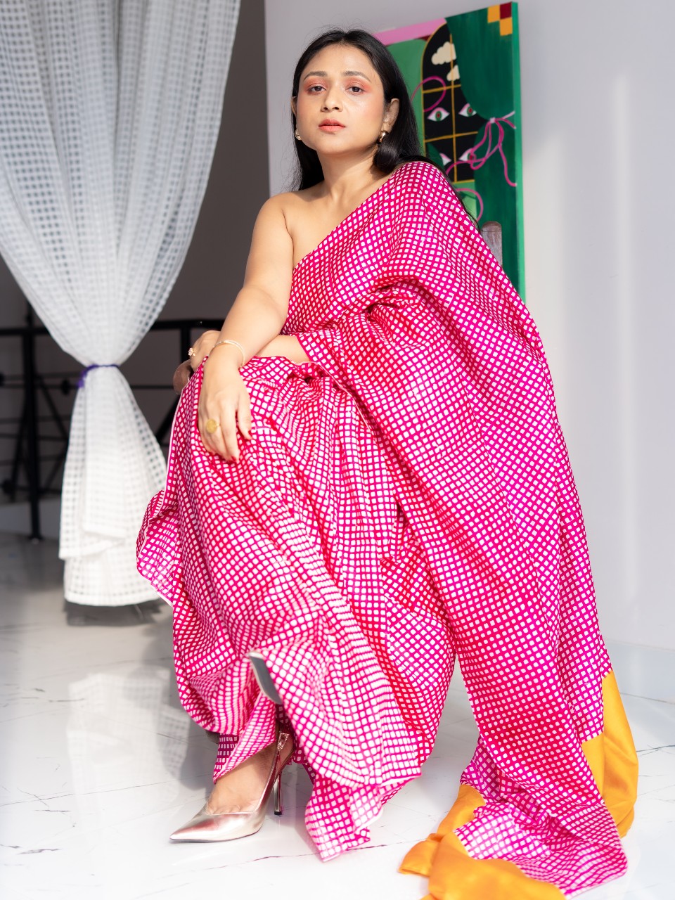 Mahira Pink silk saree