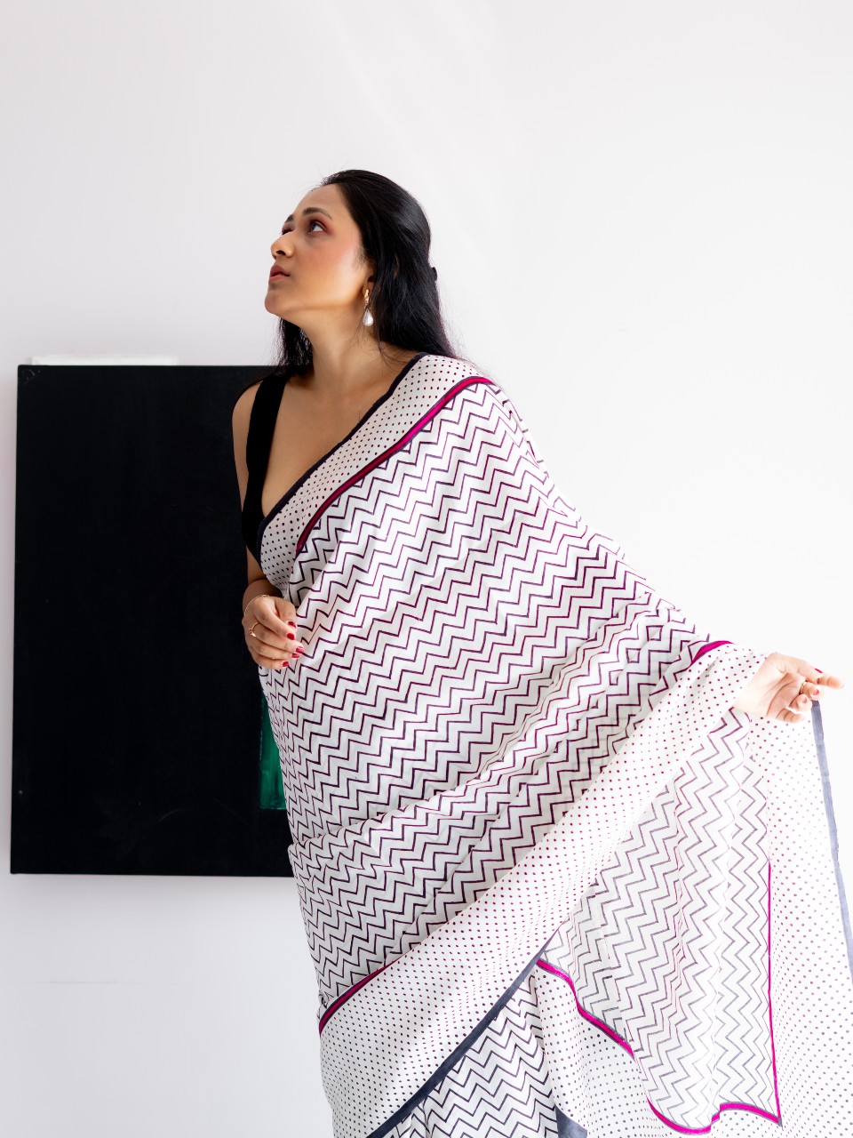 Nazm black silk saree